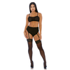 Forplay Lustful Leopard Cami Lingerie Set M - Adjustable Mesh Two-Piece