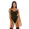 Forplay Fantasy Lingerie Nightly Hook Up Mesh Teddy XL with Garter Straps