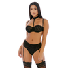 Forplay Fantasy Lingerie On the Prowl Set XL Juodas - Mesh Choker &amp; Garter Detail