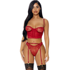 Forplay Fantasy Lingerie Peek Inside 3-Piece Lace Set XL - Bustier &amp; Garter Belt