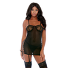 Forplay Fantasy Lingerie Ring It On Chemise Two-Piece Set XL Juodas Mesh