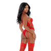 Forplay Fantasy Lingerie Ring Me Up Bustier Lingerie Set M - Mesh &amp; Gold Details
