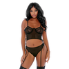 Forplay Fantasy Lingerie Ring Me Up Bustier Set M - Mesh &amp; Gold O-Ring Details