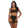 Forplay Sheer Your Lovin' Lingerie Set L - Mesh Crop Top &amp; High Waist Panty