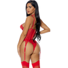 Forplay Dreamgirl Steal Your Heart Mesh Bustier Set S - Flocked Heart Design