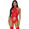 Forplay Fantasy Lingerie Steal Your Heart Mesh Longline Bustier Set XL
