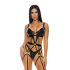 Forplay Sweet Spot Cheetah Embossed Bustier Set XL - Faux Leather &amp; Gold Details