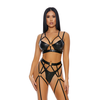 Forplay That's My Spot Cheetah Print Lingerie Set XL Juodas - 3-Piece Faux Leather Ensemble