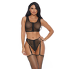 Forplay Allure You a Vixen Set XL - Zipfront Bra &amp; High-Waisted Panty with Garters