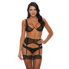 Forplay Fantasy Lingerie You've Dot My Number Set XL Juodas - 3-Piece Lace Design