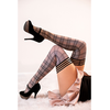 Kix'ies Lori Model B Pilkas Plaid Thigh-Highs - No-Slip Grip, Size Inclusive