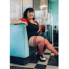 Kix'ies Sandra Thigh-High Raudona Fishnet Stockings Size B