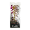 Little Genie Productions Glitterati Party Straws Metallic Mix 8-Pack - Tall Decorative Design