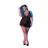 Magic Silk Exposed Babydoll Set 2X Juodas with Adjustable V-Back