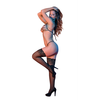 Magic Silk Exposed Strappy Bra &amp; G-String Set L/XL Juodas Adjustable Fit