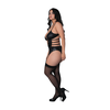 Male Power Magic Silk Kira Open Front Basque with Garters &amp; Thong Juodas 2X