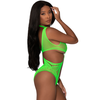 Magic Silk Seamless Teddy One Size Lime - High Neck, Fishnet Accents