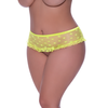 Magic Silk Exposed Mesh Hipster 2X Lime - Star Pattern &amp; Ruffle Accents