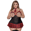 Magic Silk Varsity Vixen Halter Dress 2X Raudona - Playful Skirt &amp; Tie Set