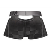 Male Power Check'd Mate Cutout Shorts S Juodas - Sheer Pattern Design