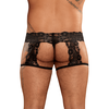 Male Power Scandal-Lace Garter Shorts L/XL Juodas - Mesh &amp; Lace Design