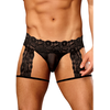 Male Power Scandal-Lace Garter Short S/M Juodas - Mesh &amp; Lace Design