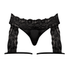 Male Power Scandal-Lace Garter Short S/M Juodas - Mesh &amp; Lace Design
