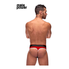 Male Power Panel Thong L/XL Juodas-Raudona Retro Sport Design