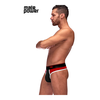 Male Power Panel Thong S/M Juodas/Raudona Retro Sport Design