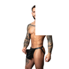 Male Power Jock Skirt L/XL Juodas - Faux Leather, Pleated, Studded Design