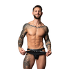 Male Power Jock Skirt L/XL Juodas - Faux Leather, Pleated, Studded Design