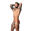 Oranžinis Male Power Uplift Jock S/M Pilkas-Oranžinis with Cobalt Comfort Ring