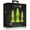 Ouch By Shots Ouch! Glow in the Dark Plug Set - Fluorescent Žalias, 3 Sizes