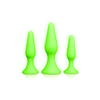 Ouch By Shots Ouch! Glow in the Dark Plug Set - Fluorescent Žalias, 3 Sizes
