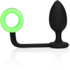 Ouch By Shots Ouch! Glow in the Dark Silicone Plug &amp; Support Ring - Fluorescent Žalias