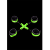 Ouch By Shots Ouch! Glow in the Dark Hand &amp; Ankle Cuffs Set with Hogtie, Luminous Žalias
