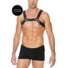 Ouch By Shots Kiotos Leather Bulldog Harness S/M - Adjustable Buckle System, Juodas