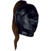 Ouch By Shots Ouch! Mask Juodas with Long Brown Ponytail - Adjustable Hood Design