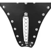 Ouch By Shots OUCH! Xtreme PU Leather Chastity Thong with Adjustable Chains Juodas
