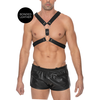 Ouch By Shots Scottish Leather Adjustable Harness S/M - Stainless Steel Details