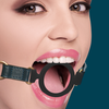 Ouch By Shots Ouch Halo Silicone Open Ring Gag - Elegant Juodas &amp; Gold Design