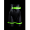 Ouch By Shots Ouch! Glow in the Dark Thigh Cuffs &amp; Belt Set S/M - Luminous Žalias