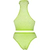 Ouch By Shots Shots Neon UV Set - Turtle Neck Crop Top &amp; High Waist Panty, Neon Žalias