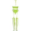 Ouch By Shots Shots Neon UV Crop Top &amp; Stockings Set - Neon Rožinė, Stretch Fabric