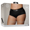 Ouch By Shots Satisfyer Vibrating Strap-On Brief XL/XXL - Juodas, 10-Speed Bullet, Adjustable Fit