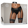 Ouch By Shots Shots Vibrating Strap-On Thong with Adjustable Garters M/L Juodas