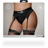 Ouch By Shots Shots Vibrating Adjustable Strap-On Thong XL/XXL with Garters Juodas