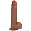 Realrock By Shots Vibrating and Rotating Straight Cock with Balls - 8" / 20,5 cm - Tan