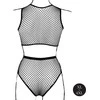 Shots Ouch! OSX Juodas Two-Piece Set with Crop Top, Panty &amp; Fishnet Design XL-4XL