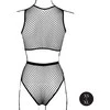 Shots 2-Piece Crop Top &amp; Panty Set with Fishnet Design Juodas OS Plus
